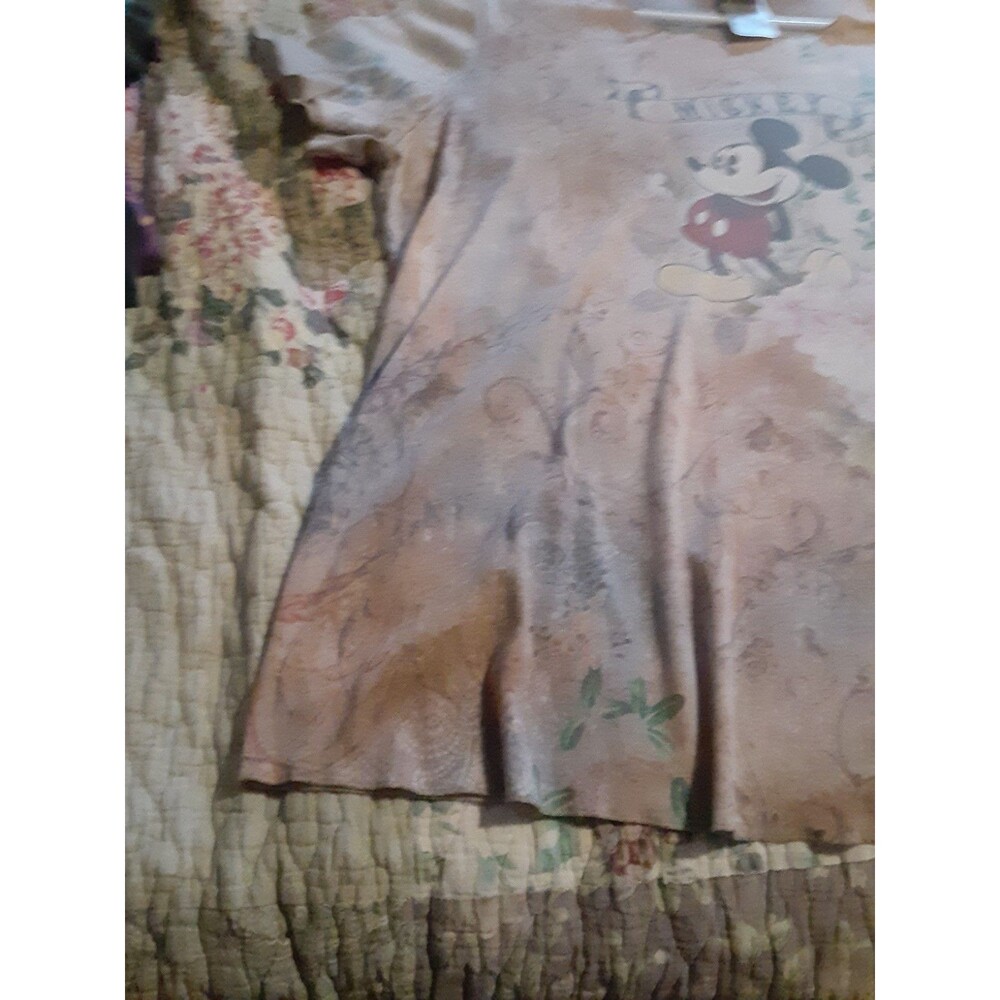 Disney mickey mouse floral t-shirt women size2X Graphic tee Casual cream - Picture 9 of 16